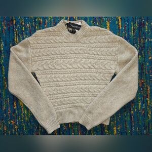 NWT Blank NYC Cream/camel Classic Cable Knit‎ Sweater Size MD